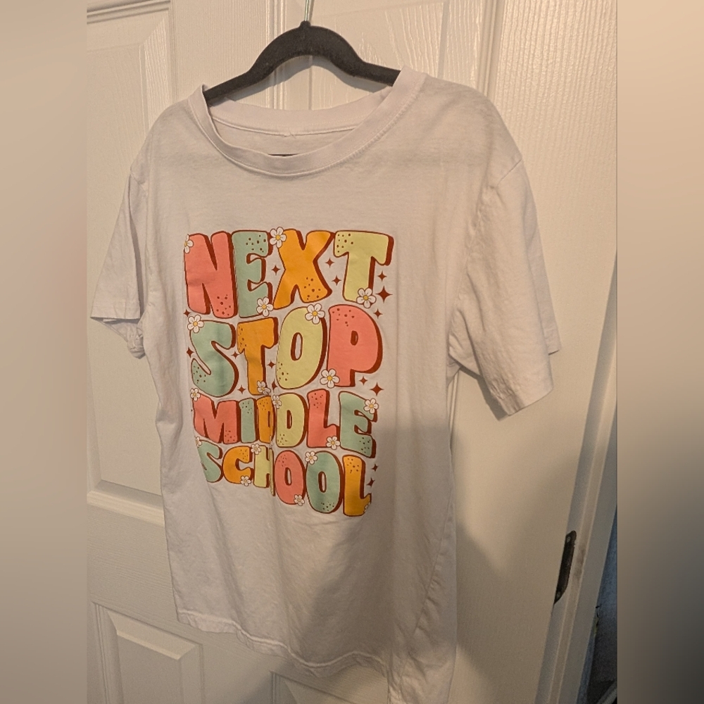 Kids White Graphic Tee - Next Stop Middle School